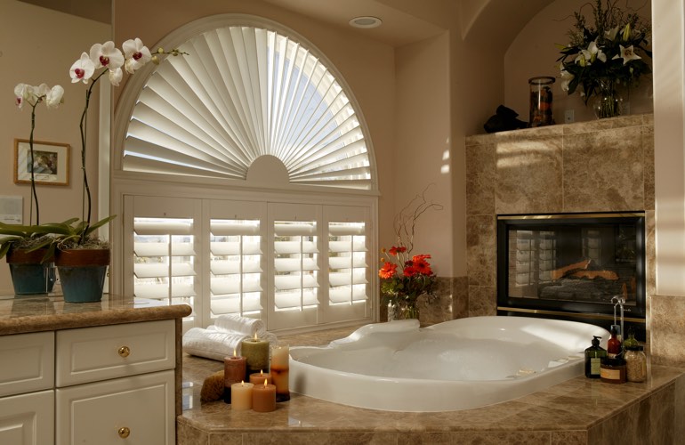Our Professionals Installed Shutters On A Sunburst Arch Window In Miami, FL